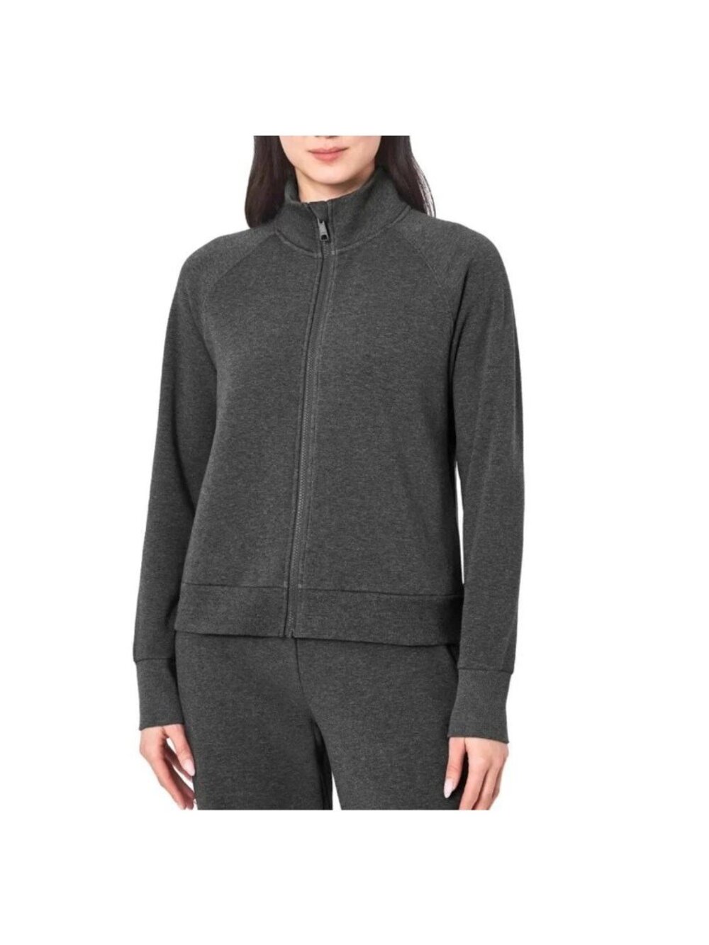 NWT Mondetta Fleece Lined Full Zip Jacket Women's L Charcoal Gray